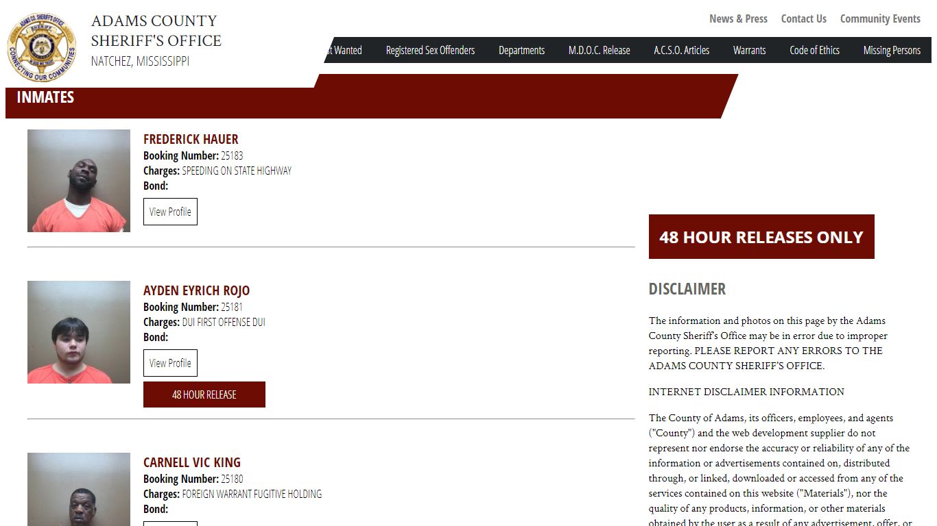 Inmate Roster – Adams County Sheriff's Office